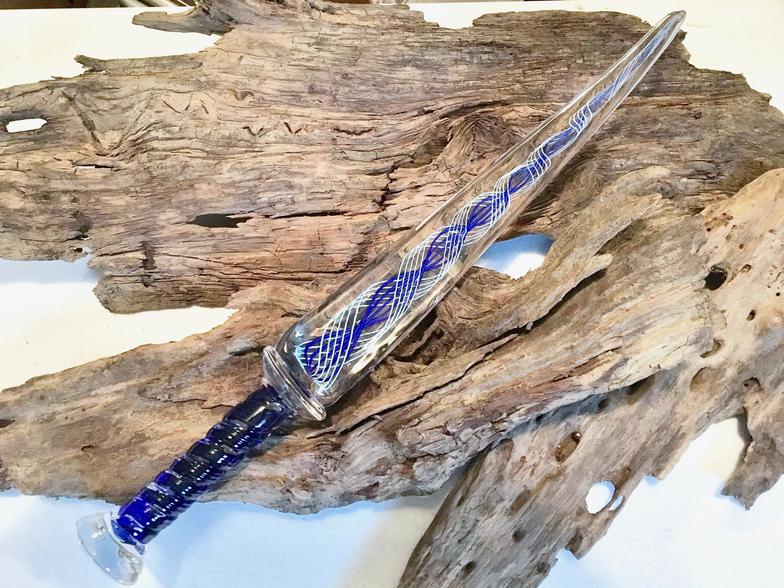 Sold-Glass dagger with twisty cane blade